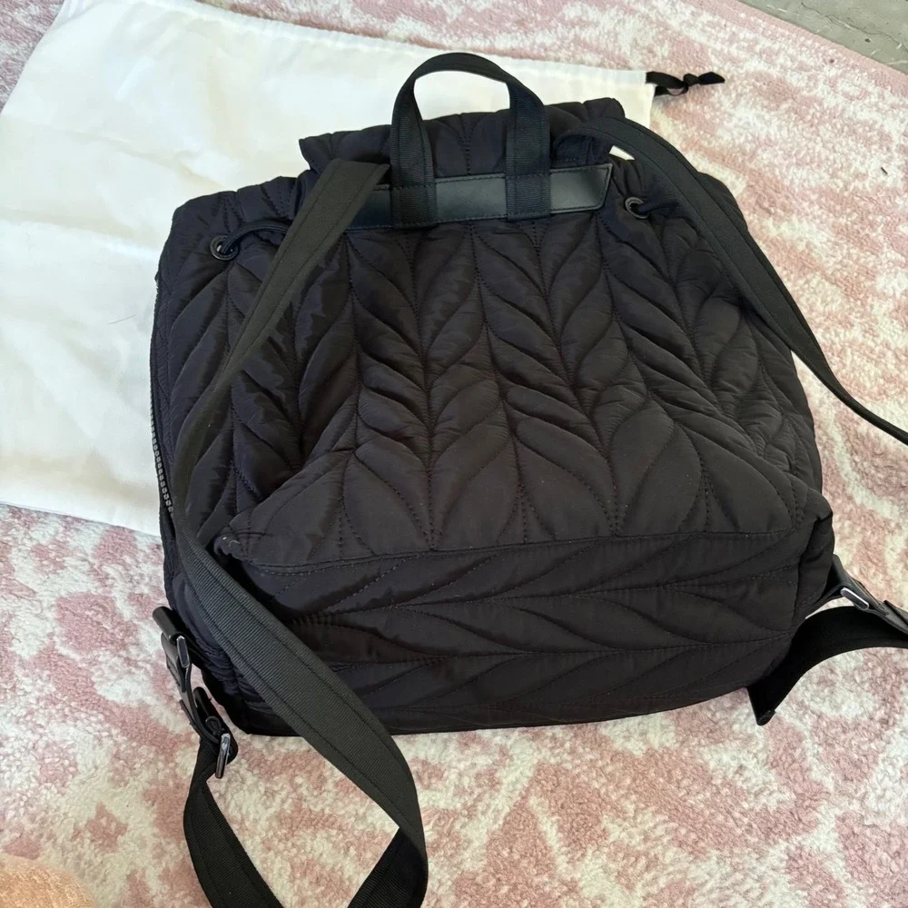 Kate Spade Chelsea Quilted Nylon Backpack Black‎ Large Chevron Flap Drawstring